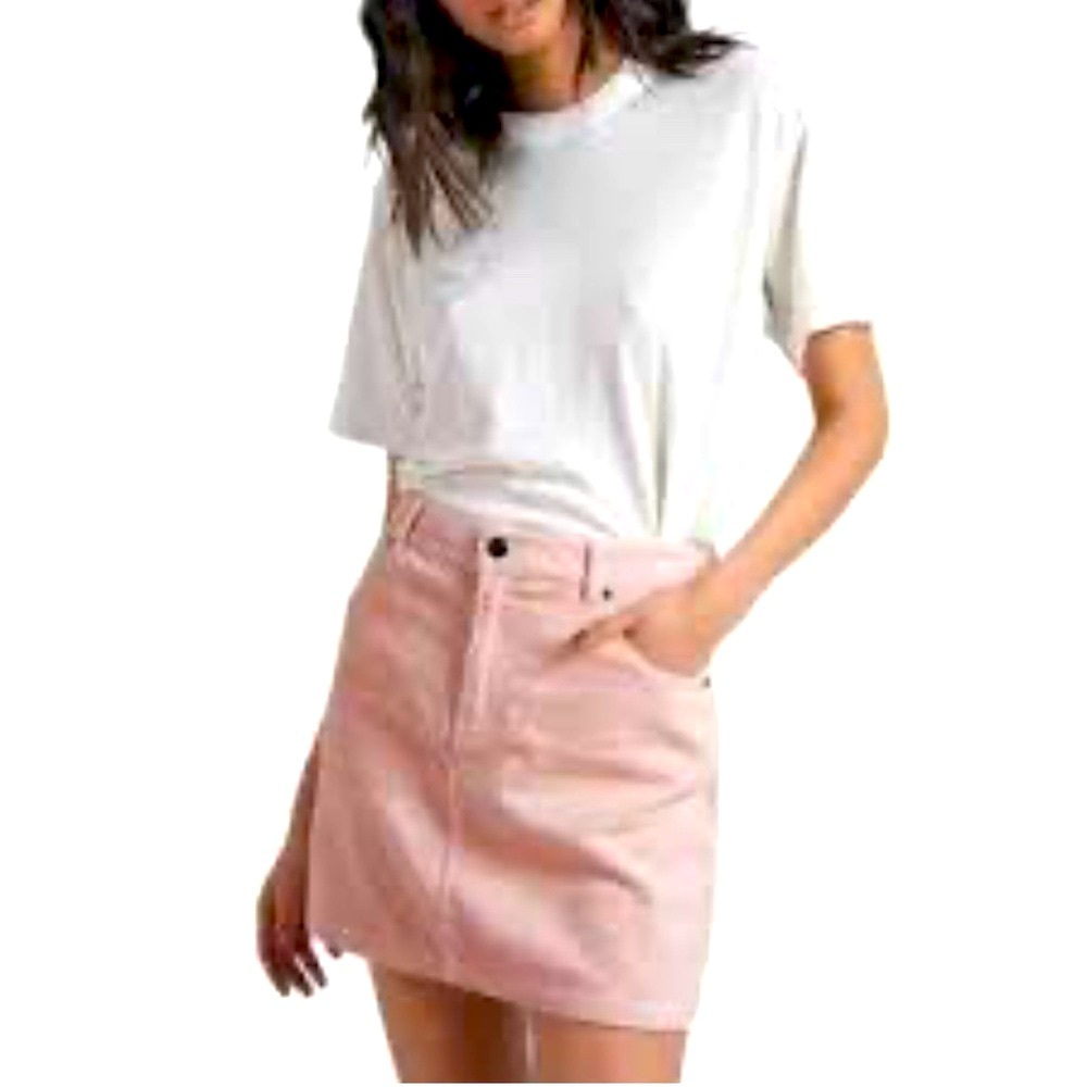 NWT Current/Elliott  Crystal Pink 5-Pocket Corduroy Mini Skirt Size 31